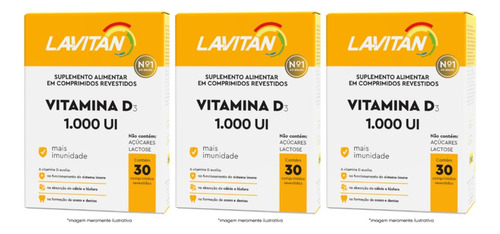 Vitamina D 1000ui Cimed Kit Com 3 Caixas (30 Comp Cada)