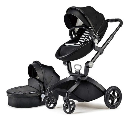 Carreola Hotmom Bebe Europea Hot Mom Piel Travel Negra 2en1