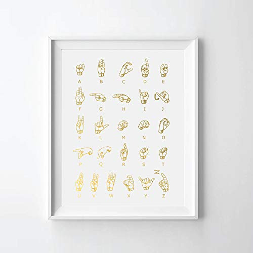 American Sign Language Asl Gold Foil Art Print Asl Gold Prin