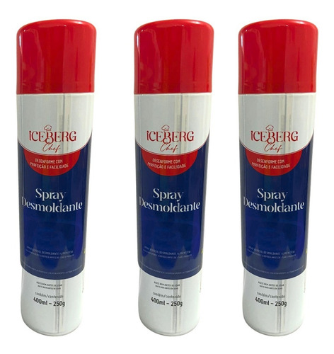 Kit 3 Spray Desmoldante 400ml Iceberg Chef