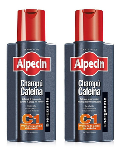 Kit 2 Shampoo Anti Caída Calvicie Cafeína Alpecin Alemán C1