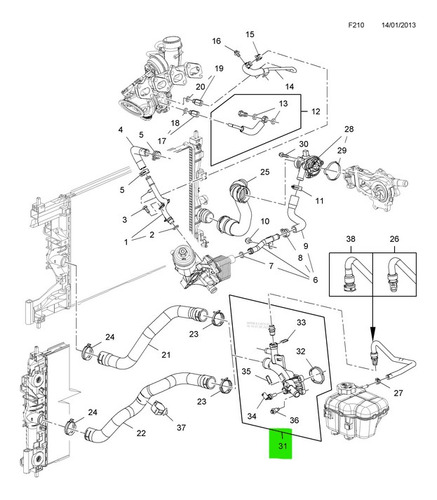 Toma Agua Motor Buick Encore 1.4l L4 2019