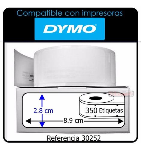 350 Etiquetas Adhesivas Impresoras Dymo 30252  28mm X 89 Mm