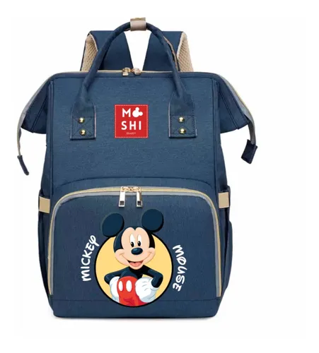 Bolso Mochila Maternal Pa alera Mickey Mouse Azul Marino