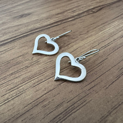 Aretes Largos De Plata .925 Corazón Colgante Mujer Agálea