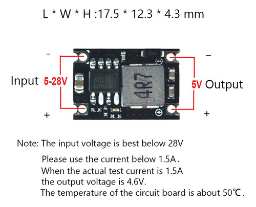 Placa Convertidora Buck 5 V 1.8 A Mini360 5 V-30 V Con 5 Pie