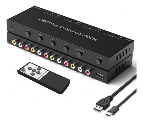 Dingsun Convertidor Av A Hdmi De 4 Puertos, Convertira Senal