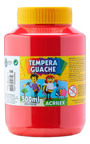 Tinta Guache 500 Ml Vermelho Nº 507 Acrilex