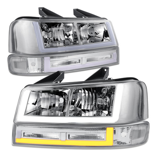 Dna Motoring Juego De Faros Led Drl Estilo U + Luces De Esta