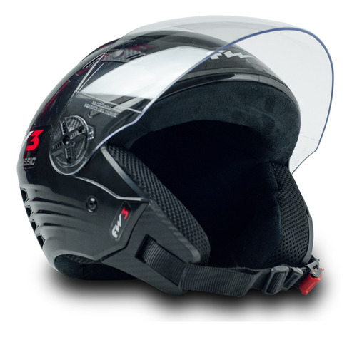Imagem 5 de 7 de Capacete Fw3 Para Moto X Open Classic Preto Tamanho 58