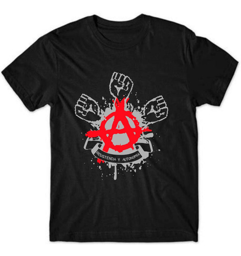 Anarquia, Resistência Y Autonomia - Camiseta 100% Algodão