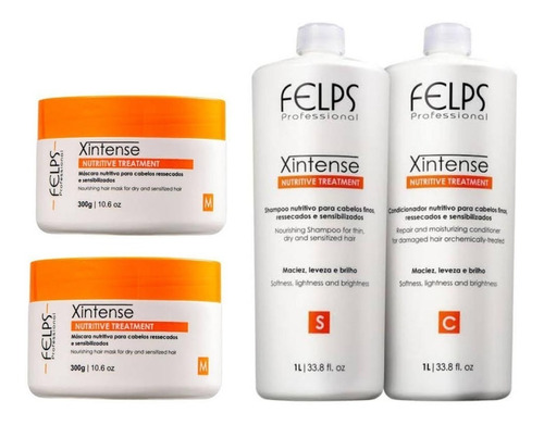 Felps Xintense Shampoo E Condicionador 1l + 2 Máscaras 300g 