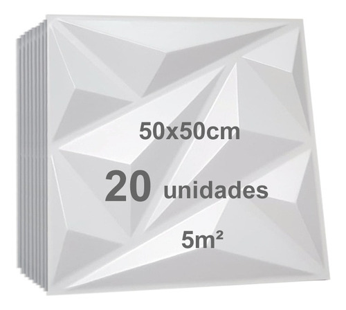 Kit 20 Placas 3d Pvc 50x50cm Revestimento Parede Diamond