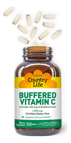 Country Life Vitamina C Buffer 1000 Mg 100 Tabletas Veganas