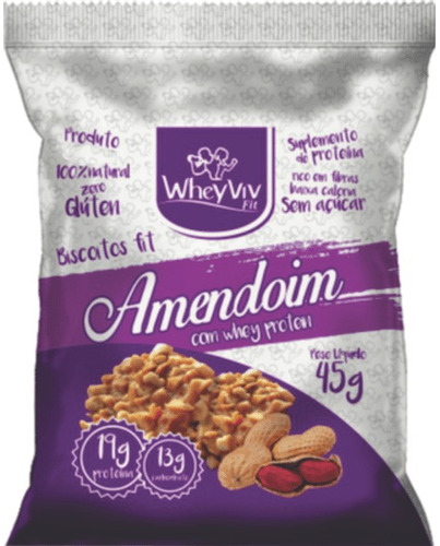 Biscoito Fit Amendoim Com Whey Protein - 45g - Wheyviv