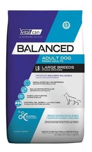 Vitalcan Balanced Perro Adulto Raza Grande 20kg. Envíos
