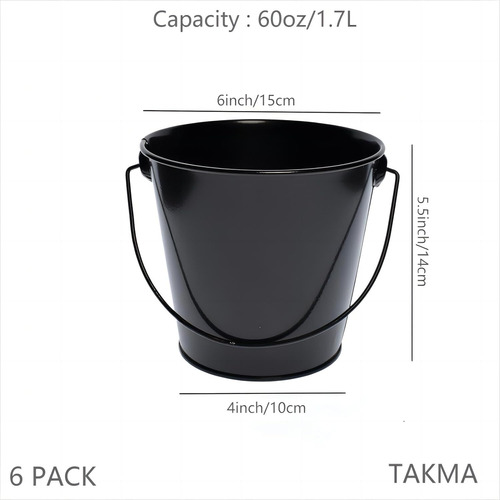 Takma Cubos De Metal Con Asa, Paquete De 6 Cubos De Hierro N