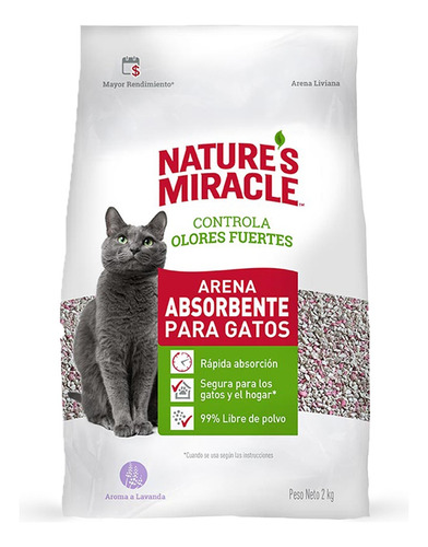 Arena Absorbente Natures Miracle 2kg Lavanda- Higiene Felina