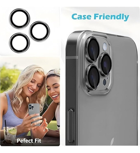 Protector Lente De Camara Metálico Para Iphone Pro / Pro Max Negro Iphone 16 Pro / 16 Pro Max