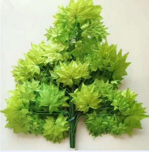 6 Hojas De Maple Artificial, 65 Cm De Largo Color Verde