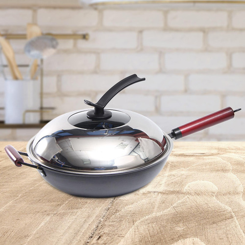 Wok De Cocina Con Tapa Sartén Antiadherente Fácil De 36cm