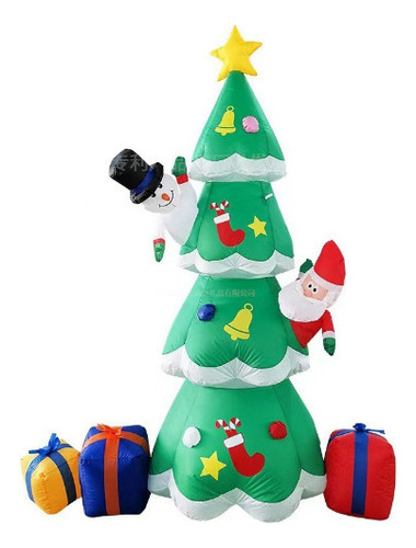  Árbol De Navidad Inflable Luminoso De 2,1 M, Muñeco De