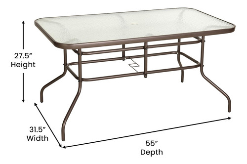 Flash Furniture Tory - Mesa Rectangular De Metal De Vidrio T
