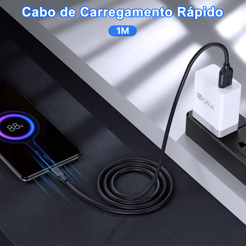 Cabo Usb C Para Usb A 1hora 2.1a Macho 1 Metro Preto