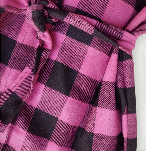 Vestido Camisa Infantil Chemise Xadrez Flanelada Com Cinto