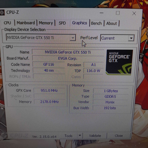 Placa De Video Evga Gtx 550ti 1gb Ddr5 Semi Nova