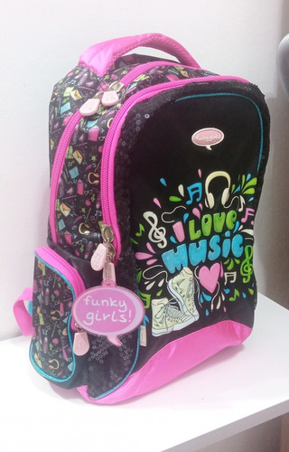 Mochila Escolar 18' Funky Girls Dos Compartimientos Oferta