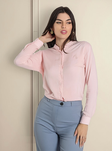Blusa Muletta Rosa En Cuello V