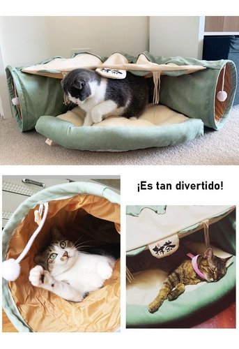 Túnel Plegable Con Cama Y Hamaca Para Gato