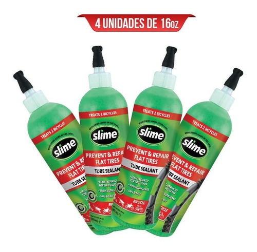 Sellador Llantas Slime Con Neumatico 16 Oz X 4