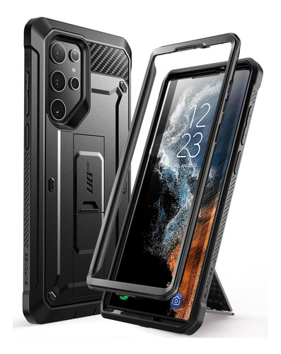 Imagen 3 de 3 de Funda Supcase Unicorn Beetle PRO black con diseño liso para Samsung Galaxy S22 Ultra por 1 unidad