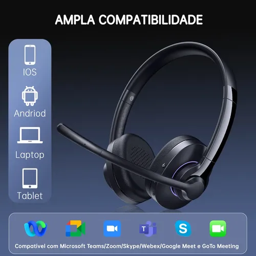 Headset Fone De Ouvido Sem Fio Bluetooth Mac Win Ios Android