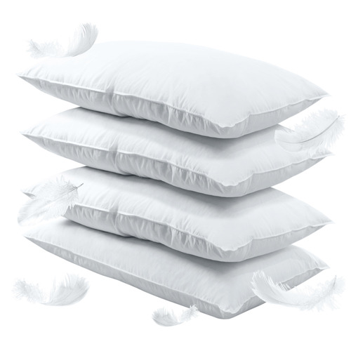 4 Almohadas Hoteleras Pluma De Ganso Natural 80/20 King Size Color Blanco