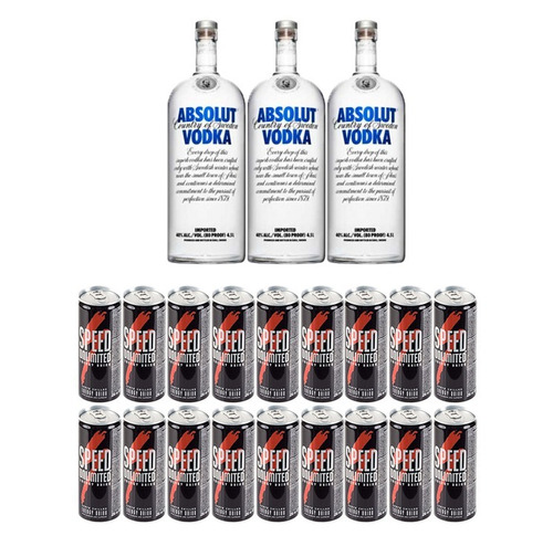 Combo Previa 3 Vodka Absolut X750cc + 18 Speed Energy X250cc