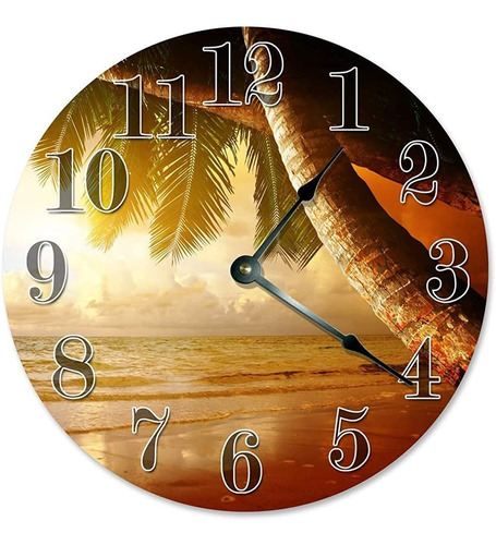 Sugar Vine Art Palm Trees Clock Large 10.5  Wall Clock Decor