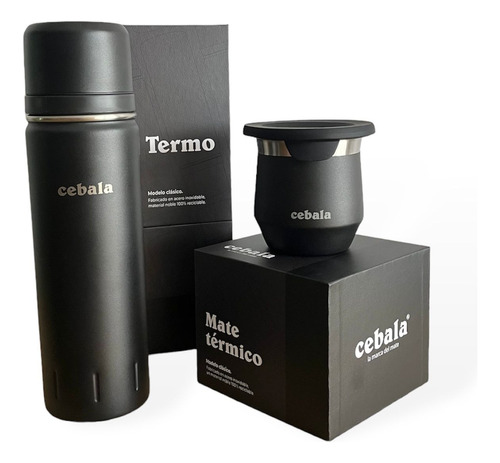 Set Termo 1lt [5 Años De Garantía] + Mate Acero Premium