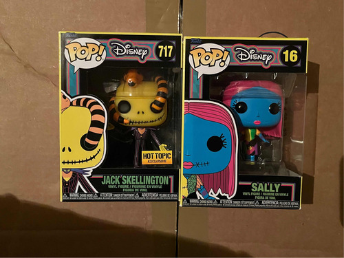 Funko Pop! Lote Jack Skellington Y Sally Blacklight. Disney (Usado)