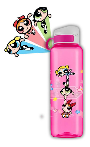 Garrafa Squeeze Meninas Super Poderosas Pink 1 Litro Cor Rosa-chiclete