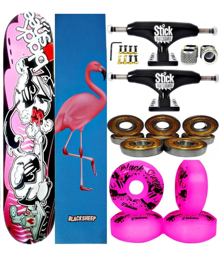 Skate Completo Profissional Black Sheep Abec 5 Rodinha 55mm 