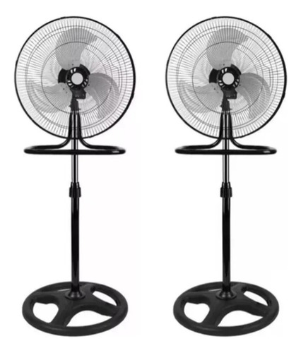 2 Pzs Ventilador Metalico Kit 3 En 1 De Pie Pared Piso Negro