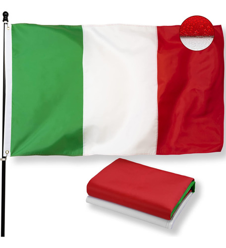Pozoy Bandera Italiana De Lujo De 3x5 Pies Para Exteriores, 