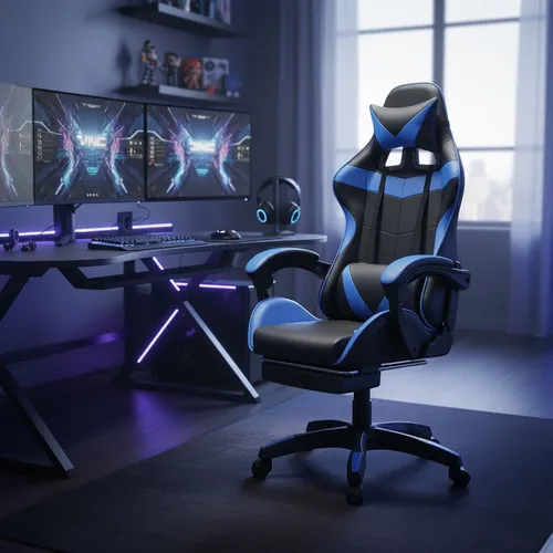 Cadeira Gamer Ergonômica Reclinável Com Apoio Para Pés E Almofada...