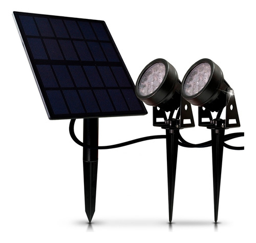 Lamparas X 2 Estacas Led + Panel Solar Candela Fria Exterior