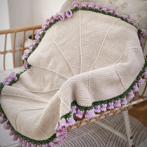 Manta De Ganchillo Con Forma De Ramo De Flores, Producto Aca