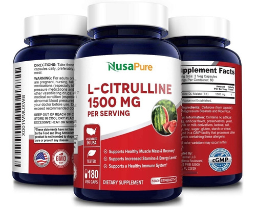 L-citrulline L-citrulina Dl Malate 1500mg X180caps Masa Musc