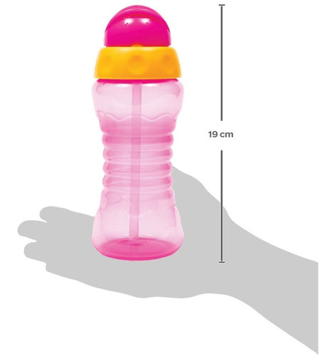 Garrafinha Fresh Rosa 300ml Com Canudo Em Silicone - Buba